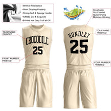 Load image into Gallery viewer, Custom Cream Black Round Neck Suit Basketball Jersey