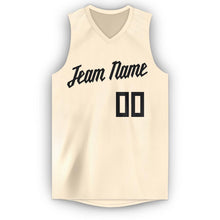 Laden Sie das Bild in den Galerie-Viewer, Custom Cream Black V-Neck Basketball Jersey