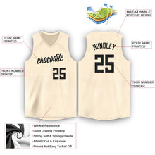 Laden Sie das Bild in den Galerie-Viewer, Custom Cream Black V-Neck Basketball Jersey