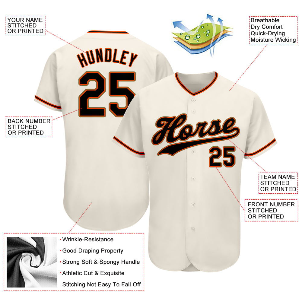 Custom Cream Black-Orange Baseball Jersey – CustomJerseysPro