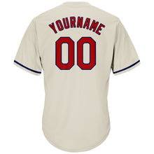 Загрузить изображение в средство просмотра галереи, Custom Cream Red-Navy Authentic Throwback Rib-Knit Baseball Jersey Shirt