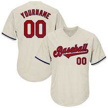 Загрузить изображение в средство просмотра галереи, Custom Cream Red-Navy Authentic Throwback Rib-Knit Baseball Jersey Shirt