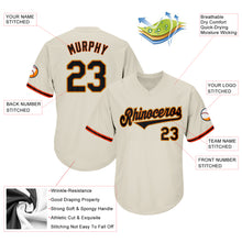 Load image into Gallery viewer, Custom Cream Black-Orange Authentic Throwback Rib-Knit Baseball Jersey Shirt