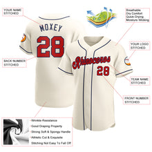 Laden Sie das Bild in den Galerie-Viewer, Custom Cream Red-Navy Authentic Baseball Jersey