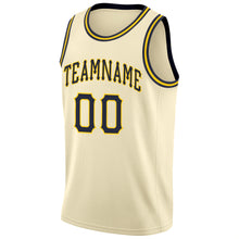 Charger l'image dans la galerie, Custom Cream Navy-Gold Round Neck Rib-Knit Basketball Jersey