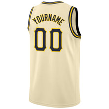 Charger l'image dans la galerie, Custom Cream Navy-Gold Round Neck Rib-Knit Basketball Jersey