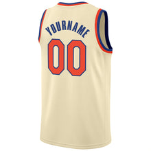 Load image into Gallery viewer, Custom Cream Orange-Royal Round Neck Rib-Knit Basketball Jersey