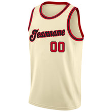Загрузить изображение в средство просмотра галереи, Custom Cream Red-Black Round Neck Rib-Knit Basketball Jersey