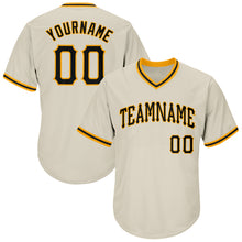 Загрузить изображение в средство просмотра галереи, Custom Cream Black-Gold Authentic Throwback Rib-Knit Baseball Jersey Shirt