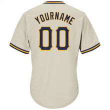 Загрузить изображение в средство просмотра галереи, Custom Cream Navy-Gold Authentic Throwback Rib-Knit Baseball Jersey Shirt