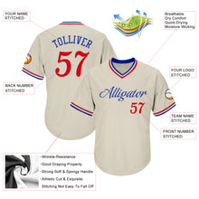 Загрузить изображение в средство просмотра галереи, Custom Cream Red-Royal Authentic Throwback Rib-Knit Baseball Jersey Shirt