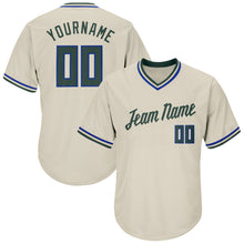 Загрузить изображение в средство просмотра галереи, Custom Cream Hunter Green-Royal Authentic Throwback Rib-Knit Baseball Jersey Shirt
