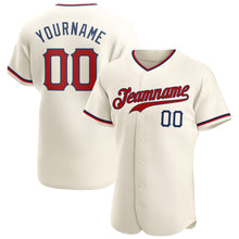 Загрузить изображение в средство просмотра галереи, Custom Cream Red-Navy Authentic Baseball Jersey