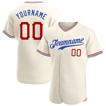 Laden Sie das Bild in den Galerie-Viewer, Custom Cream Red-Royal Authentic Baseball Jersey