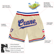 Load image into Gallery viewer, Custom Cream Royal-Red Authentic Throwback Basketball Shorts