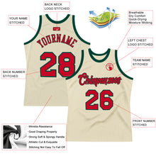 Laden Sie das Bild in den Galerie-Viewer, Custom Cream Red-Hunter Green Authentic Throwback Basketball Jersey