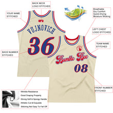 Laden Sie das Bild in den Galerie-Viewer, Custom Cream Royal-Red Authentic Throwback Basketball Jersey