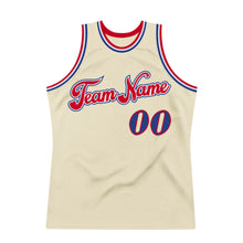 Laden Sie das Bild in den Galerie-Viewer, Custom Cream Royal-Red Authentic Throwback Basketball Jersey