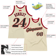 Laden Sie das Bild in den Galerie-Viewer, Custom Cream Black-Red Authentic Throwback Basketball Jersey