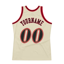 Laden Sie das Bild in den Galerie-Viewer, Custom Cream Black-Red Authentic Throwback Basketball Jersey