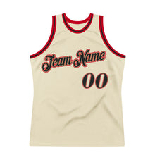 Laden Sie das Bild in den Galerie-Viewer, Custom Cream Black-Red Authentic Throwback Basketball Jersey