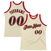 Laden Sie das Bild in den Galerie-Viewer, Custom Cream Black-Red Authentic Throwback Basketball Jersey