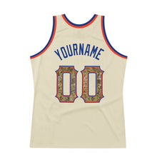 Laden Sie das Bild in den Galerie-Viewer, Custom Cream Camo-Royal Authentic Throwback Basketball Jersey
