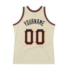 Load image into Gallery viewer, Custom Cream Black-Orange Authentic Throwback Basketball Jersey