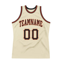 Load image into Gallery viewer, Custom Cream Black-Orange Authentic Throwback Basketball Jersey