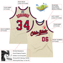 Laden Sie das Bild in den Galerie-Viewer, Custom Cream Red-Navy Authentic Throwback Basketball Jersey