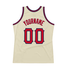 Laden Sie das Bild in den Galerie-Viewer, Custom Cream Red-Navy Authentic Throwback Basketball Jersey