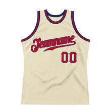 Laden Sie das Bild in den Galerie-Viewer, Custom Cream Red-Navy Authentic Throwback Basketball Jersey