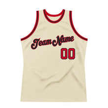 Laden Sie das Bild in den Galerie-Viewer, Custom Cream Red-Black Authentic Throwback Basketball Jersey