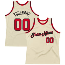 Laden Sie das Bild in den Galerie-Viewer, Custom Cream Red-Black Authentic Throwback Basketball Jersey