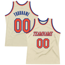 Charger l'image dans la galerie, Custom Cream Orange-Royal Authentic Throwback Basketball Jersey