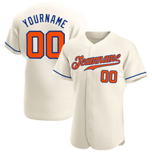 Load image into Gallery viewer, Custom Cream Orange-Royal Authentic Baseball Jersey