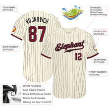 Load image into Gallery viewer, Custom Cream Black Pinstripe Crimson-Black Authentic Baseball Jersey