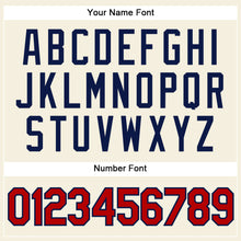 Загрузить изображение в средство просмотра галереи, Custom Cream Navy Pinstripe Navy-Red Authentic Baseball Jersey