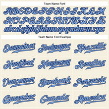 Laden Sie das Bild in den Galerie-Viewer, Custom Cream Navy Pinstripe Light Blue-Navy Authentic Baseball Jersey