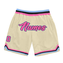 Load image into Gallery viewer, Custom Cream Pink-Light Blue Authentic Throwback Basketball Shorts