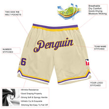 Load image into Gallery viewer, Custom Cream Purple-Gold Authentic Throwback Basketball Shorts