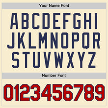 Laden Sie das Bild in den Galerie-Viewer, Custom Cream Navy Pinstripe Red-Black Authentic Basketball Jersey