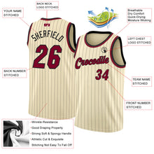 Laden Sie das Bild in den Galerie-Viewer, Custom Cream Black Pinstripe Maroon-Black Authentic Basketball Jersey