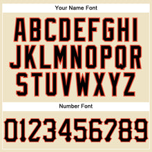 Laden Sie das Bild in den Galerie-Viewer, Custom Cream Black Pinstripe Black-Orange Authentic Basketball Jersey