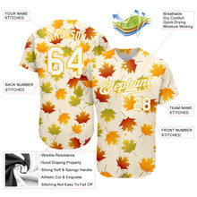 Laden Sie das Bild in den Galerie-Viewer, Custom Cream White-Gold 3D Pattern Design Maple Leaf Authentic Baseball Jersey