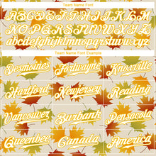 Laden Sie das Bild in den Galerie-Viewer, Custom Cream White-Gold 3D Pattern Design Maple Leaf Authentic Baseball Jersey