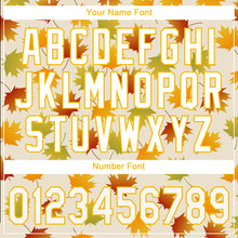 Laden Sie das Bild in den Galerie-Viewer, Custom Cream White-Gold 3D Pattern Design Maple Leaf Authentic Baseball Jersey