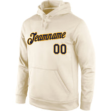 Laden Sie das Bild in den Galerie-Viewer, Custom Stitched Cream Navy-Gold Sports Pullover Sweatshirt Hoodie