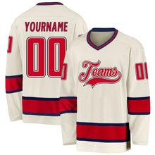 Загрузить изображение в средство просмотра галереи, Custom Cream Red-Navy Hockey Jersey