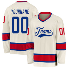 Загрузить изображение в средство просмотра галереи, Custom Cream Royal-Red Hockey Jersey
